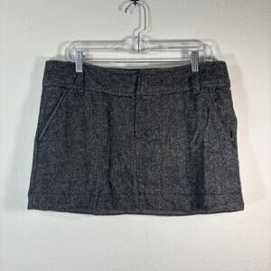 AMERICAN EAGLE Y2K Low Rise Wool Blend Micro Mini Skirt Size 12 Dark Gray Tweed
